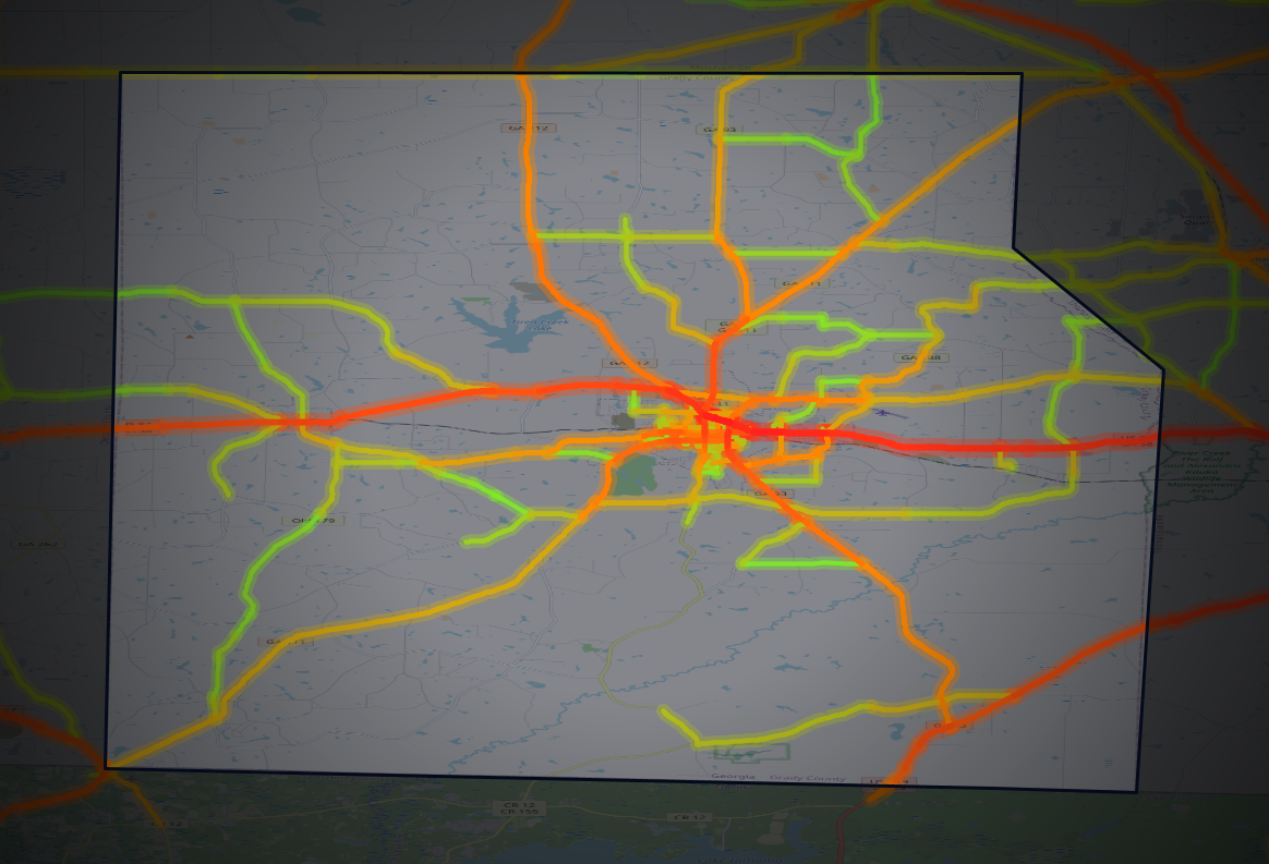 Traffic map of Grady, Georgia