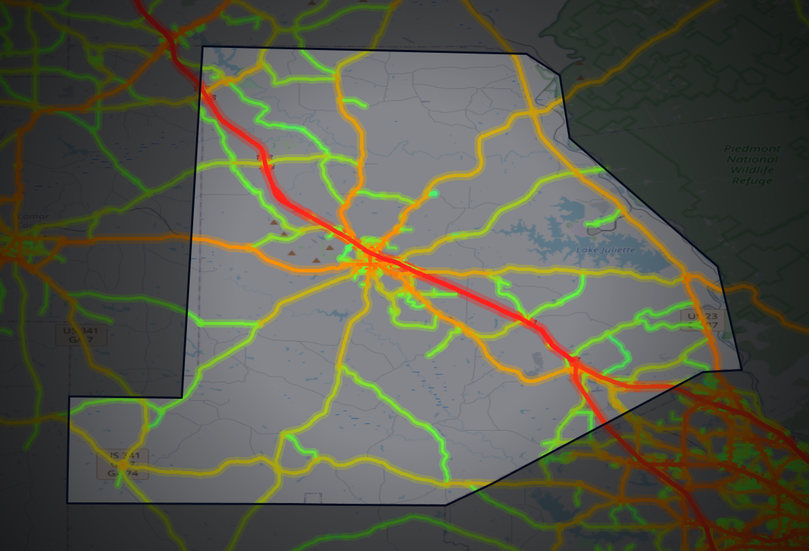 Traffic map of Monroe, Georgia