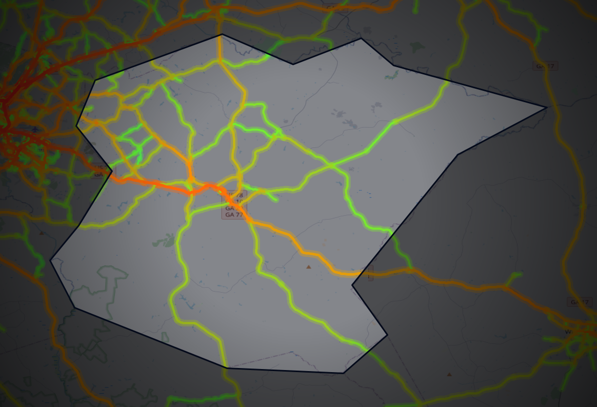 Traffic map of Oglethorpe, Georgia
