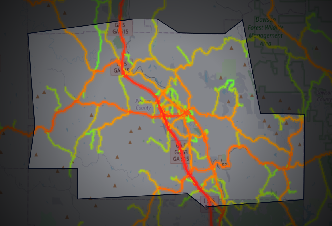 Traffic map of Pickens, Georgia