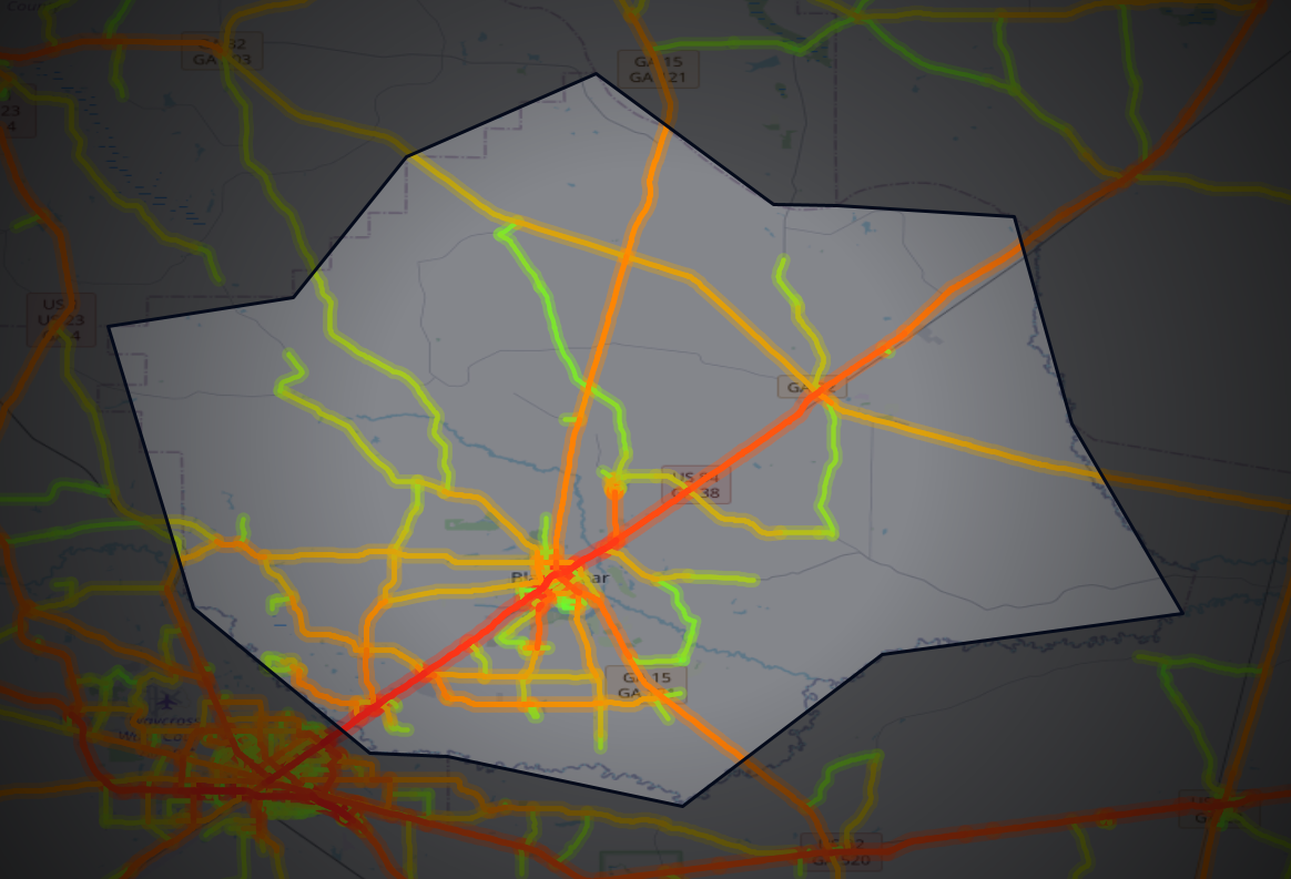 Traffic map of Pierce, Georgia