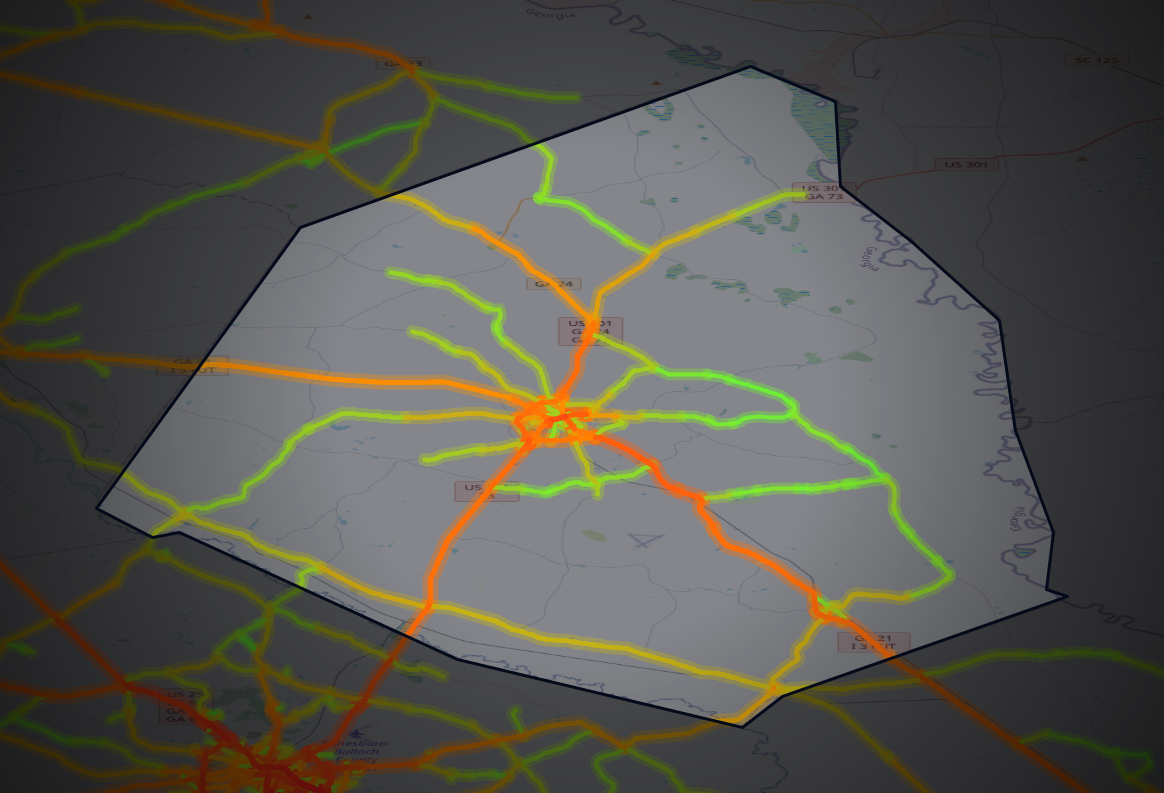 Traffic map of Screven, Georgia