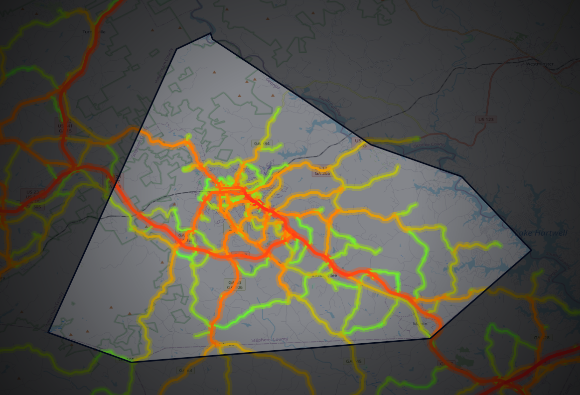 Traffic map of Stephens, Georgia