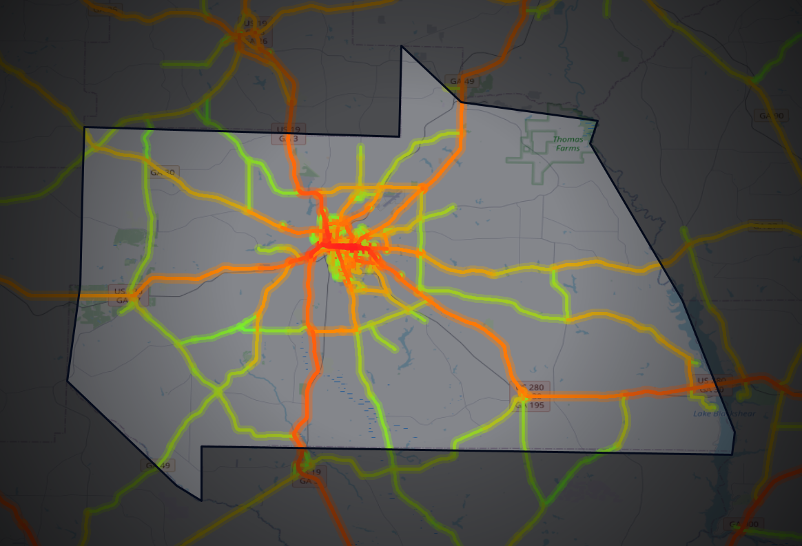 Traffic map of Sumter, Georgia