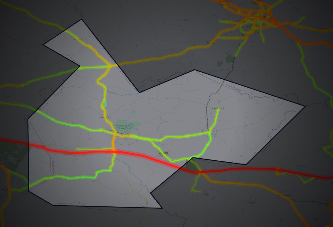 Traffic map of Taliaferro, Georgia