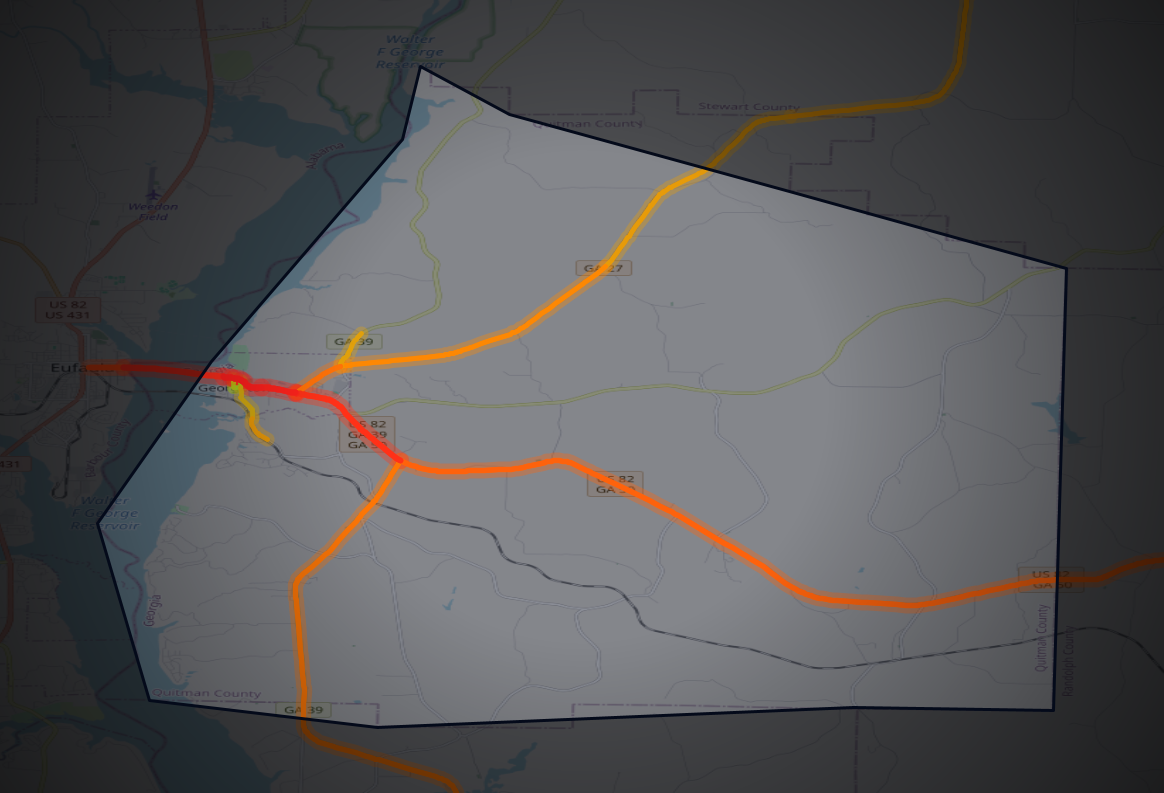 Traffic map of Quitman, Georgia