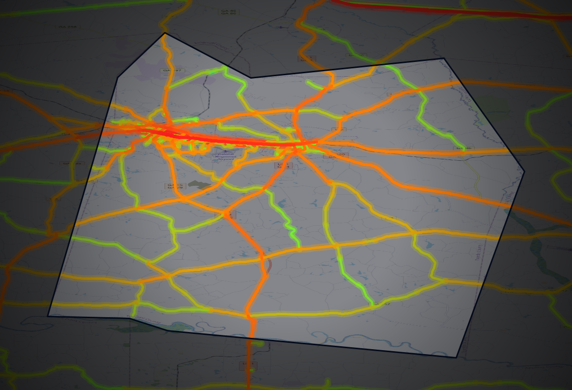 Traffic map of Toombs, Georgia
