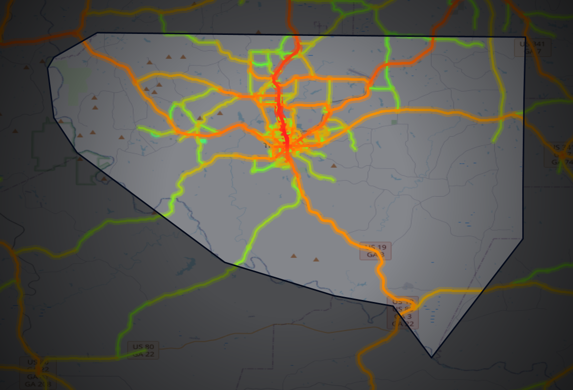 Traffic map of Upson, Georgia