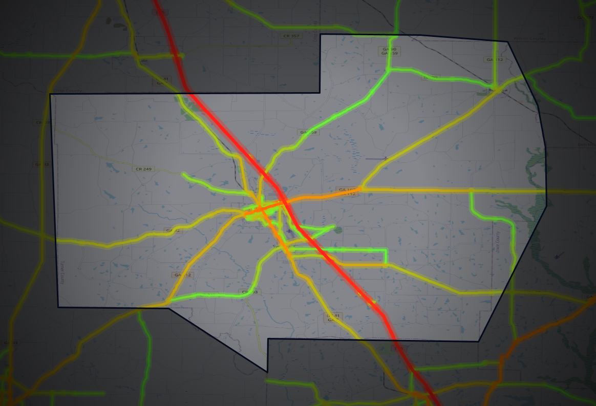Traffic map of Turner, Georgia