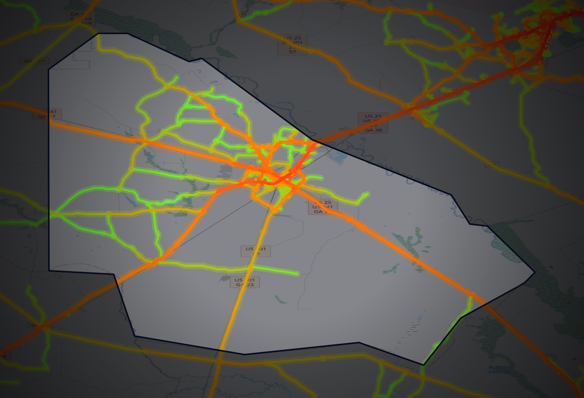 Traffic map of Wayne, Georgia