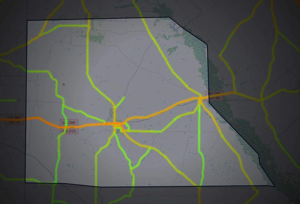 Traffic map of Wilcox, Georgia