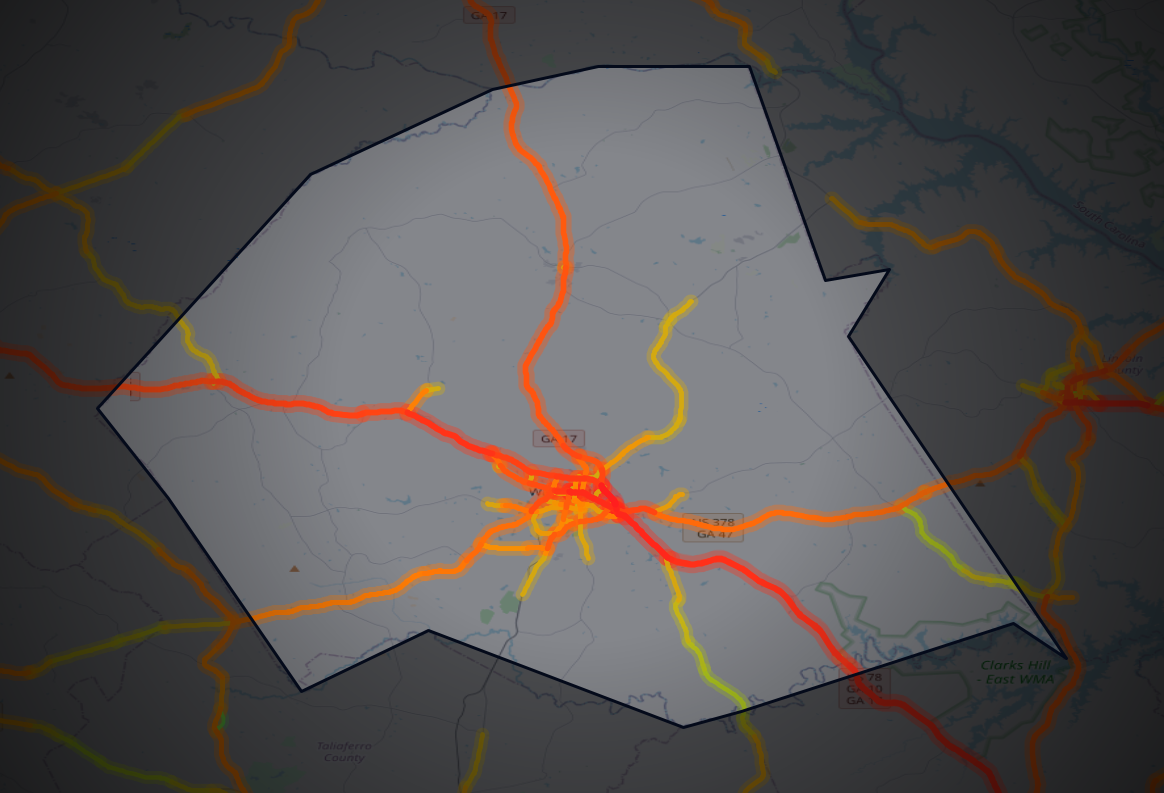 Traffic map of Wilkes, Georgia