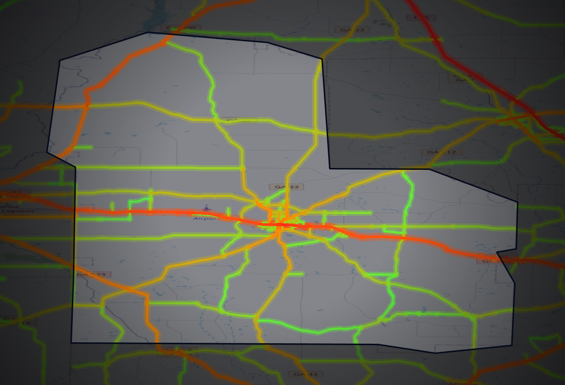 Traffic map of Worth, Georgia