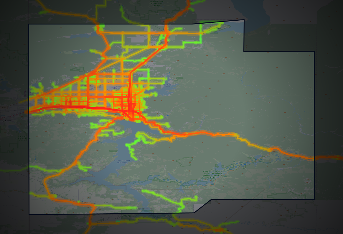 Traffic map of Kootenai, Idaho