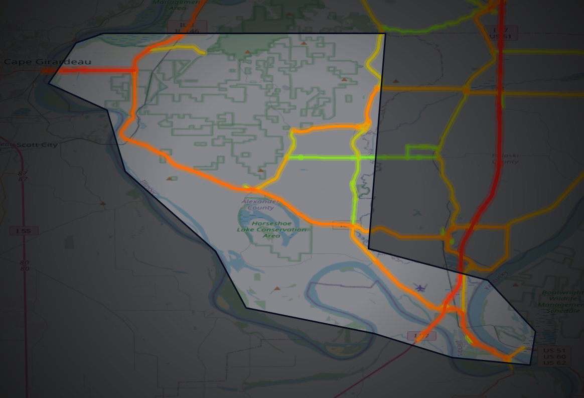 Traffic map of Alexander, Illinois