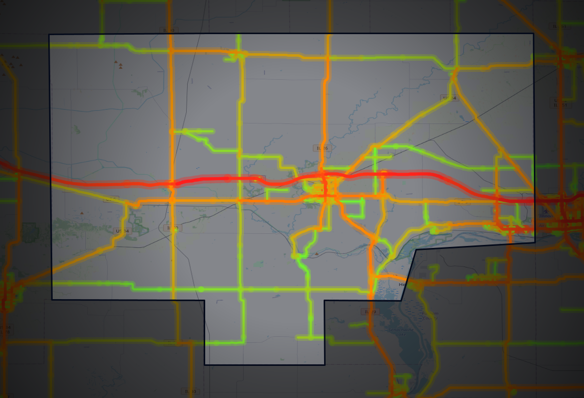 Traffic map of Bureau, Illinois