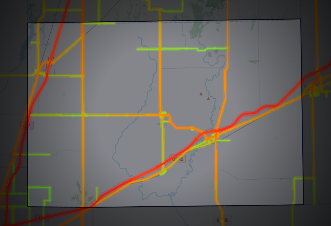 Traffic map of Cumberland, Illinois