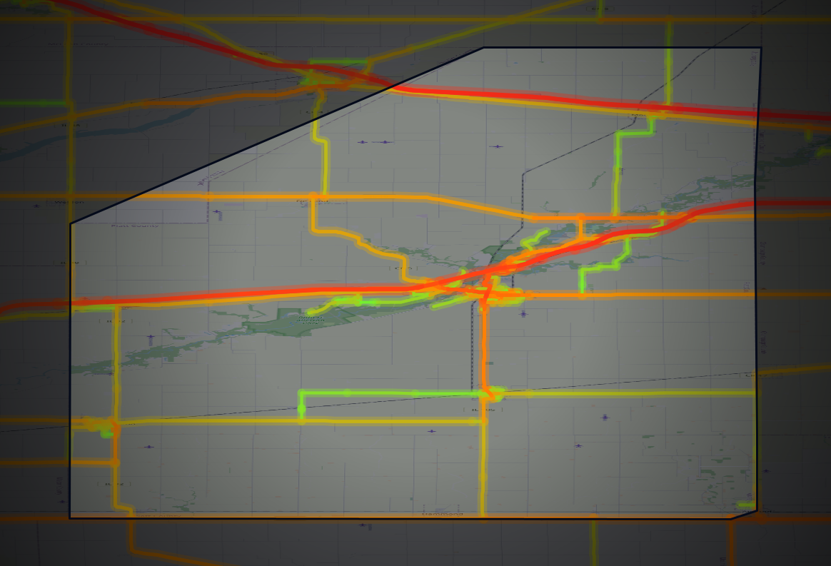 Traffic map of Piatt, Illinois