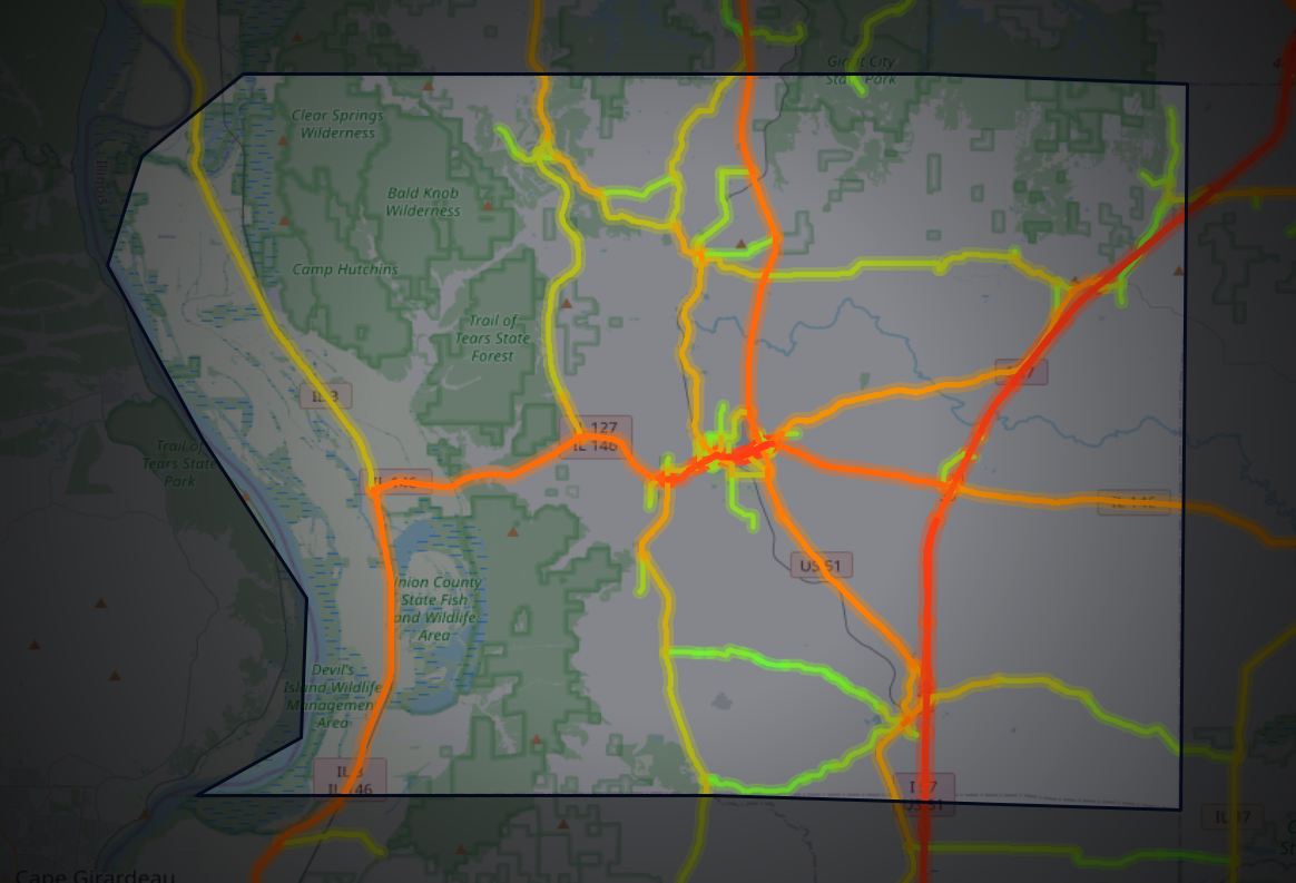 Traffic map of Union, Illinois