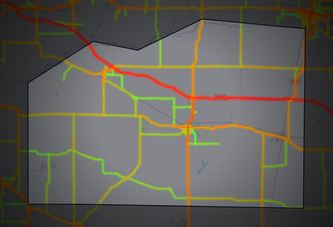 Traffic map of Washington, Illinois