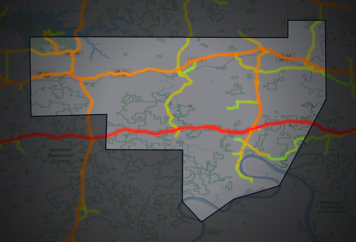 Traffic map of Crawford, Indiana