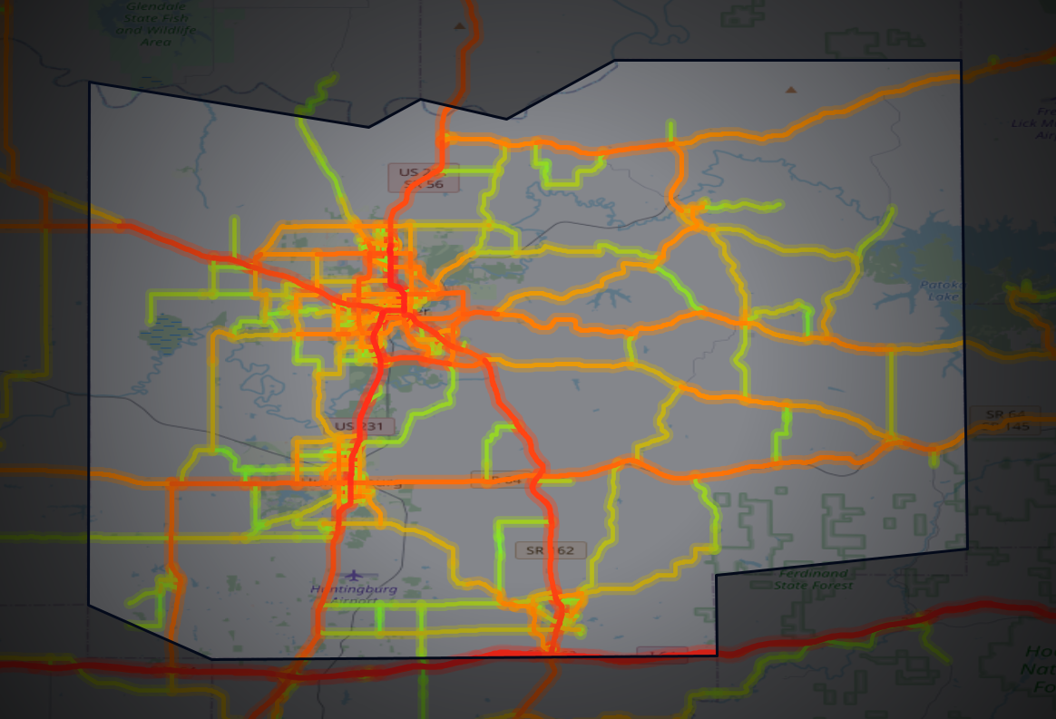 Traffic map of Dubois, Indiana
