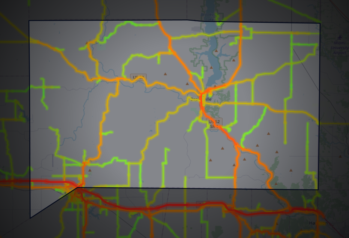 Traffic map of Franklin, Indiana
