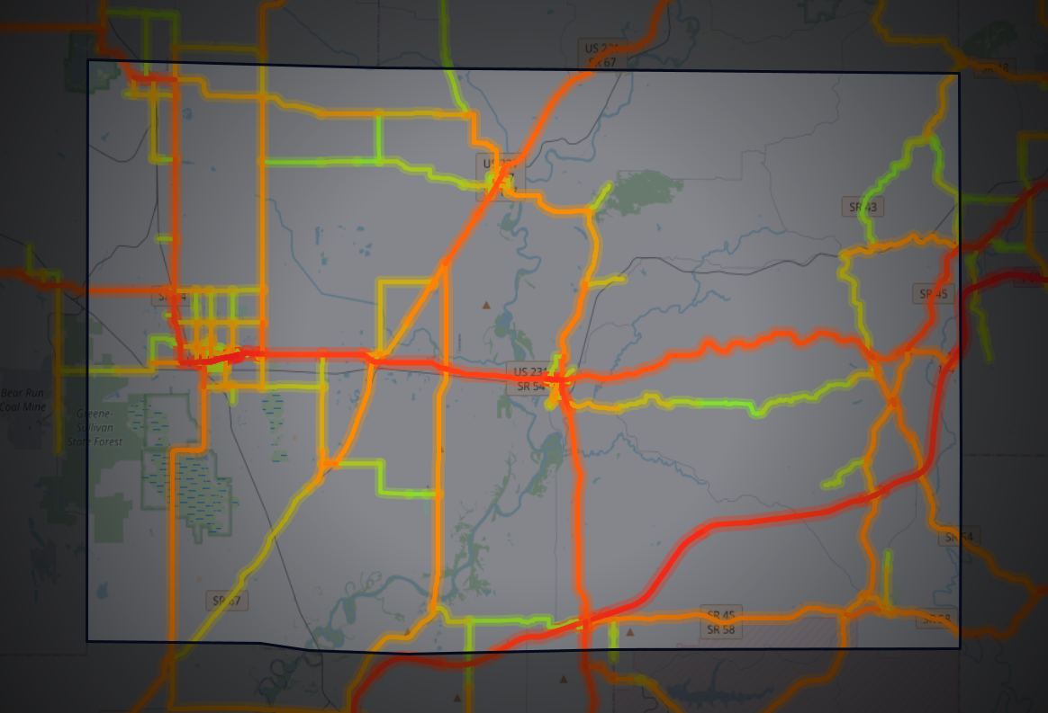 Traffic map of Greene, Indiana