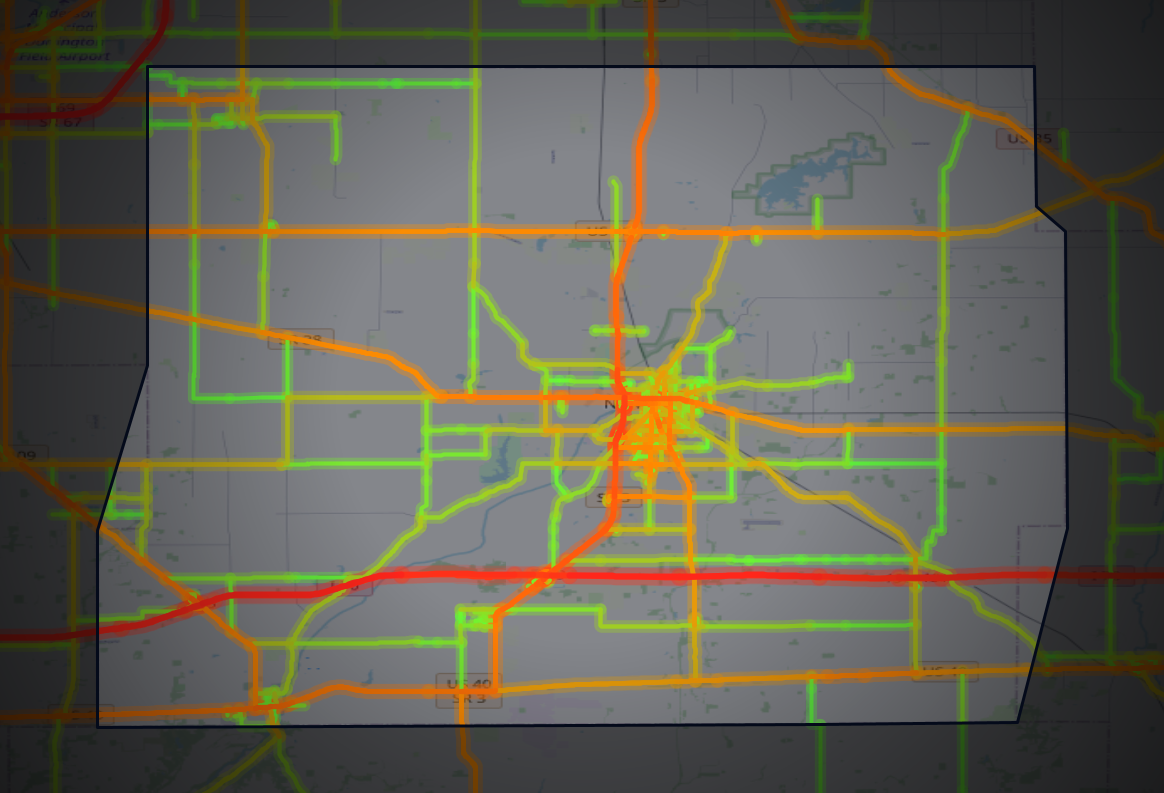 Traffic map of Henry, Indiana