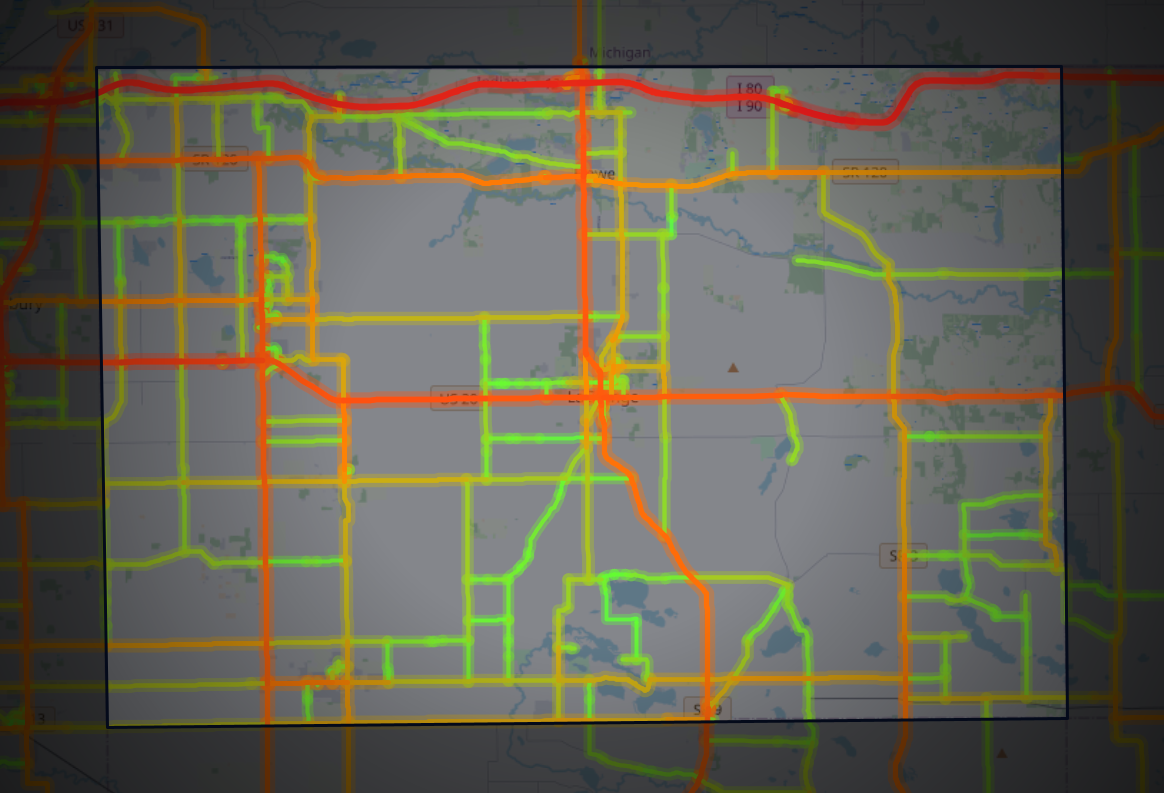 Traffic map of LaGrange, Indiana