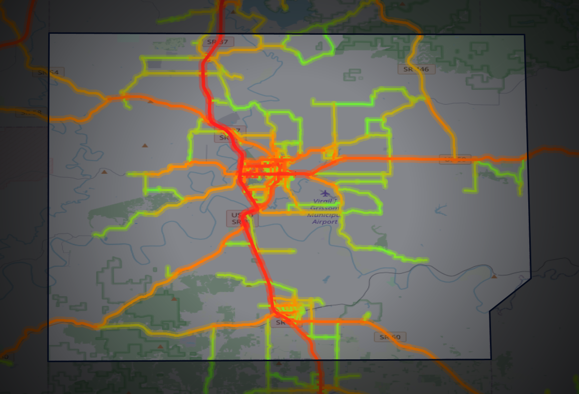 Traffic map of Lawrence, Indiana