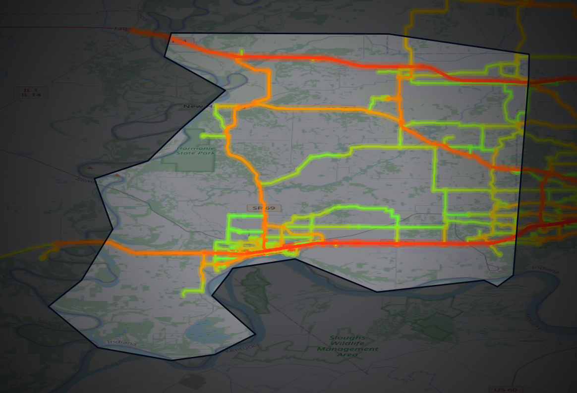 Traffic map of Posey, Indiana