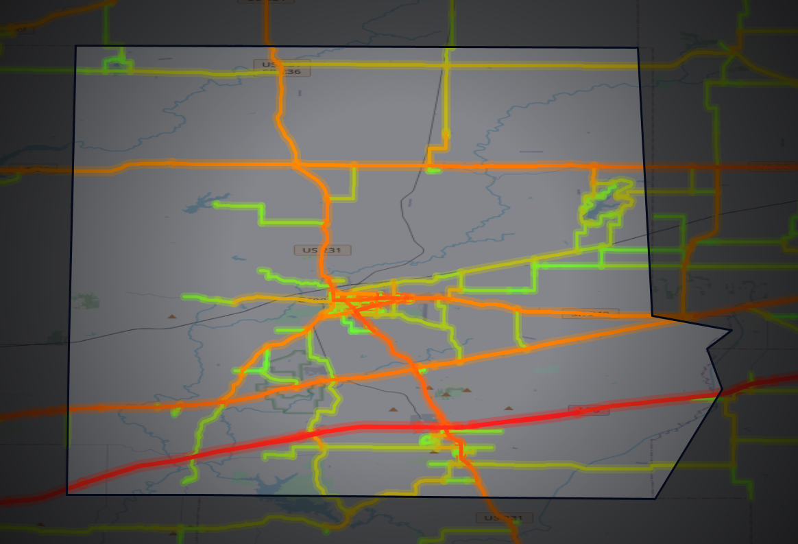 Traffic map of Putnam, Indiana