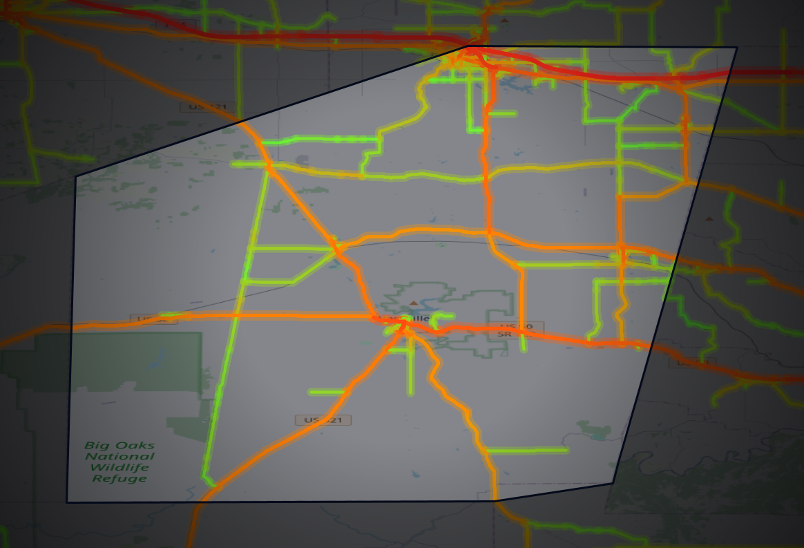 Traffic map of Ripley, Indiana
