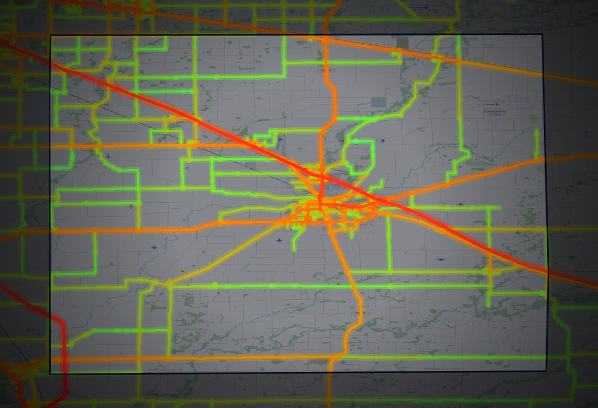 Traffic map of Shelby, Indiana