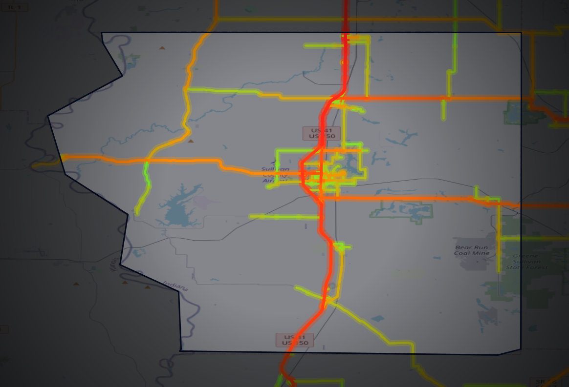 Traffic map of Sullivan, Indiana