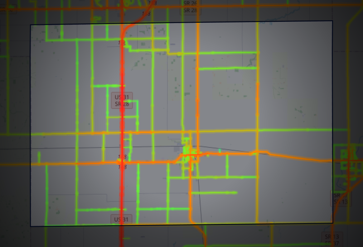 Traffic map of Tipton, Indiana