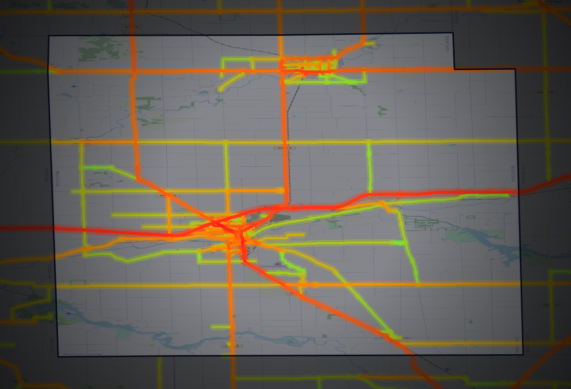 Traffic map of Wabash, Indiana