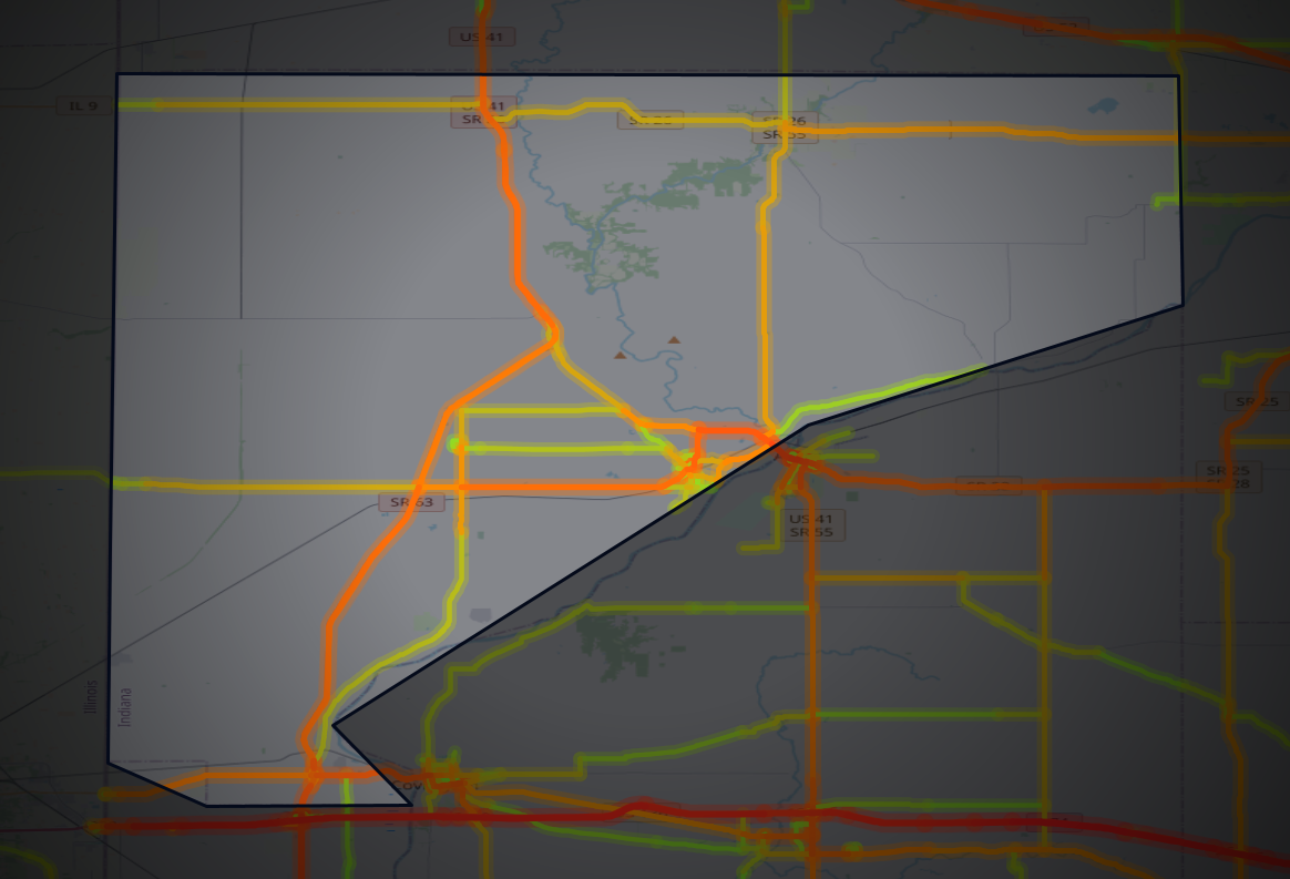 Traffic map of Warren, Indiana