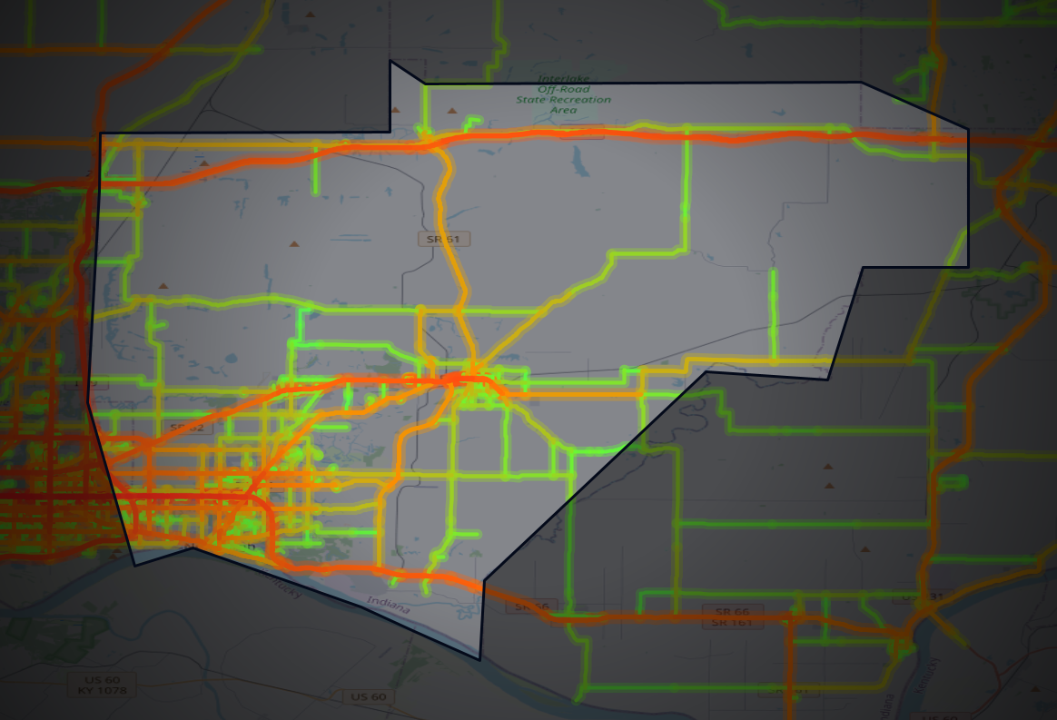 Traffic map of Warrick, Indiana