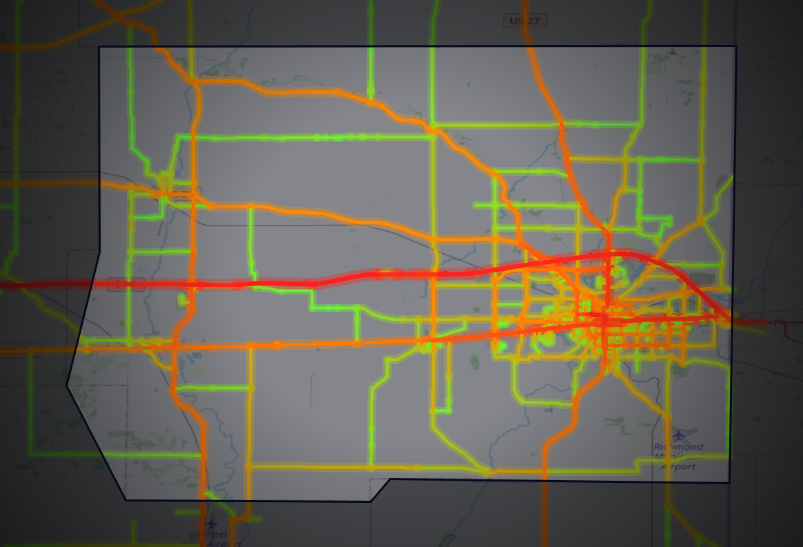 Traffic map of Wayne, Indiana