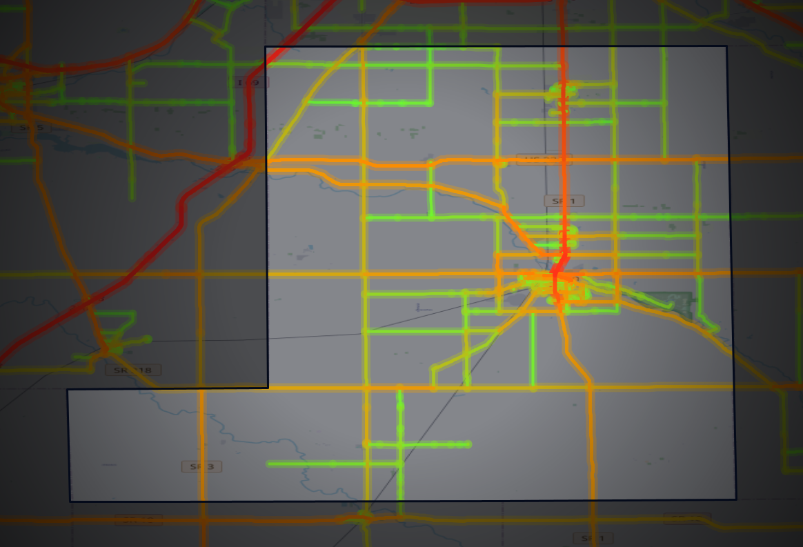 Traffic map of Wells, Indiana