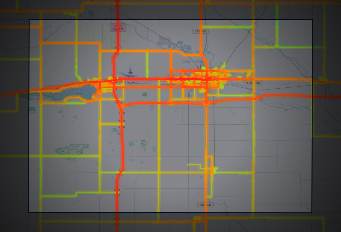 Traffic map of Cerro Gordo, Iowa