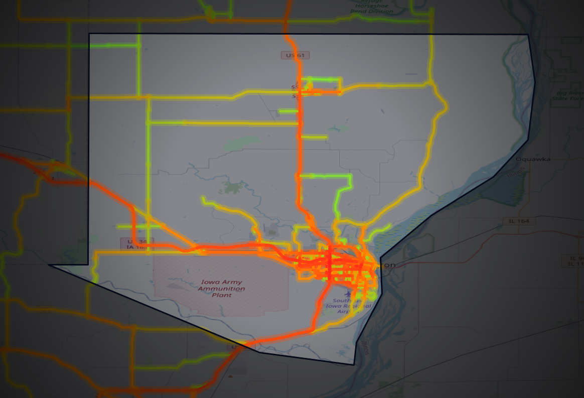 Traffic map of Des Moines, Iowa
