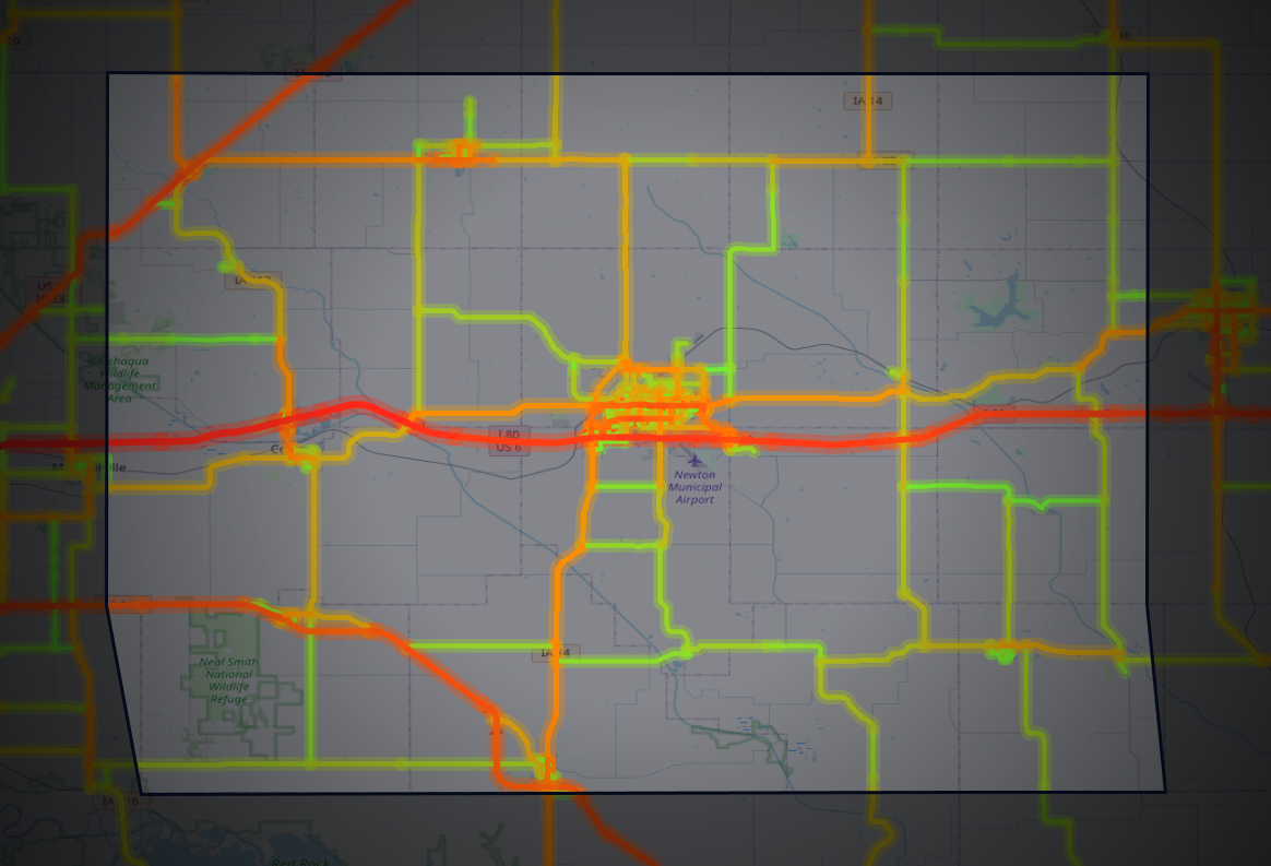 Traffic map of Jasper, Iowa