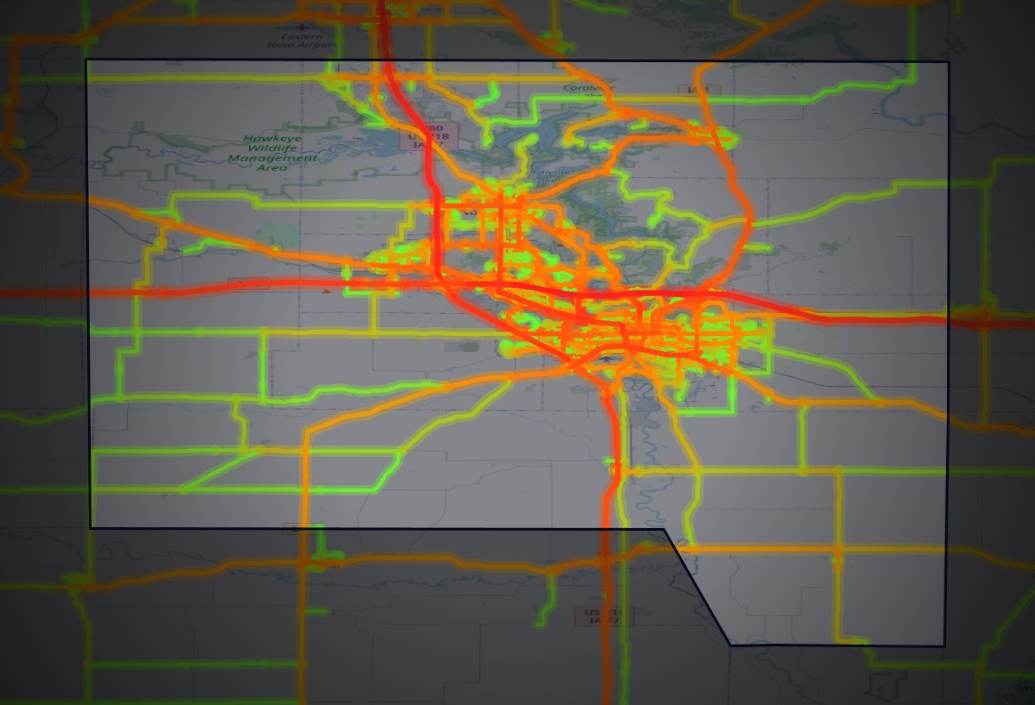Traffic map of Johnson, Iowa