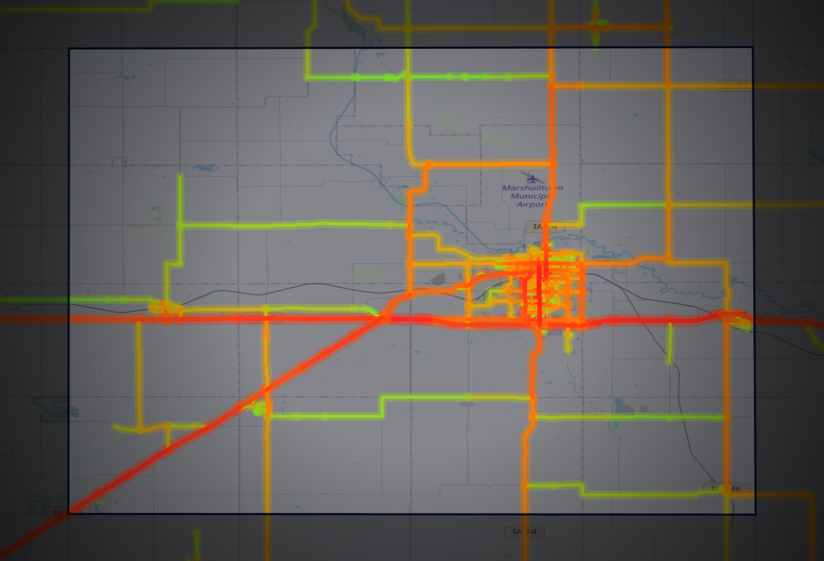 Traffic map of Marshall, Iowa