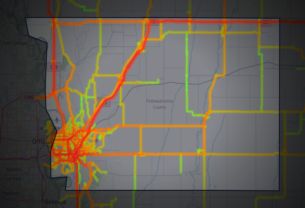 Traffic map of Pottawattamie, Iowa