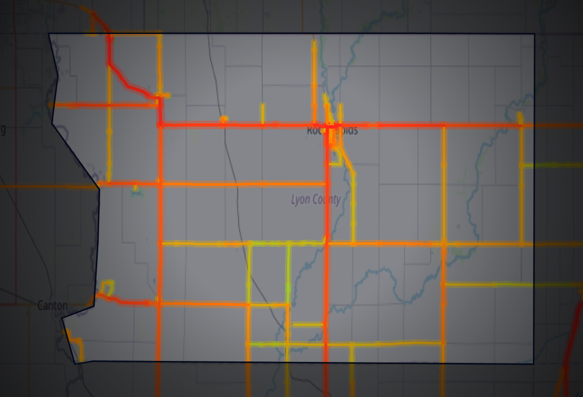 Traffic map of Lyon, Iowa
