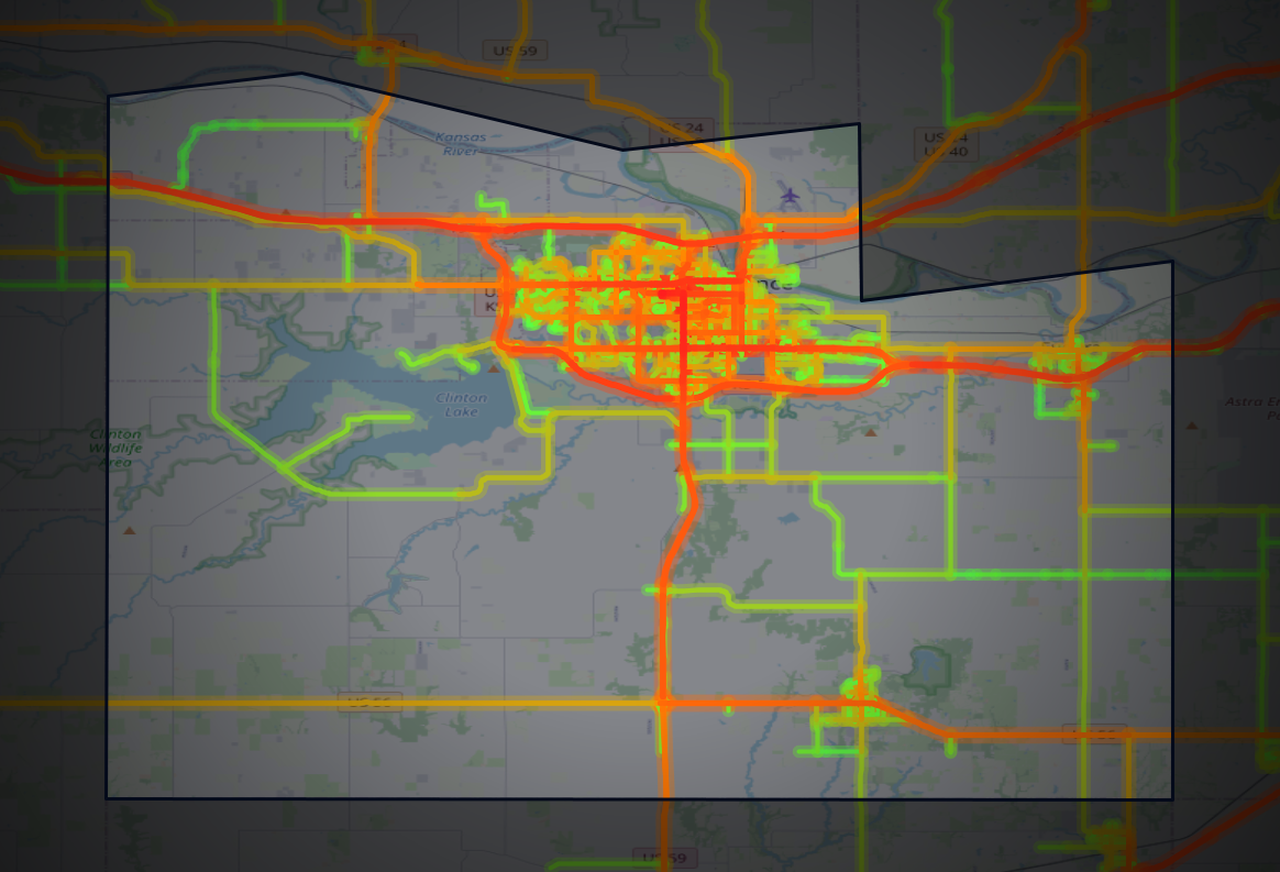 Traffic map of Douglas, Kansas
